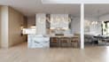 redesign modern home interior, house cabinet design, render open modular kitchen