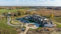 present 3d residential development, rural housing,courtyard render, cgi farmland