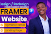 design a framer website and  framer landing page