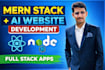 develop mern stack web app, react website, node js full stack developer