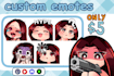 draw cute custom twitch emotes, anime emotes and sub badges