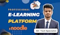 build moodle elearning website with upload courses and quizes