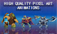 create 2d pixel art character, sprite sheet, animation and pixel game art