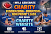 generate charity fundraising donation non profit leads and build charity website