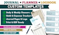 design custom journal planner logbook and tracker templates