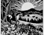 create a high quality illustration in linocut style