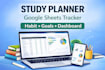 create a google sheets study planner with habit tracker and dashboard