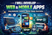 develop web, mobile apps using websocket socket io react js django react native