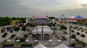 revitalize modern amusement park,visualize public playground,landscape rendering