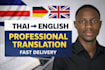 do accurate thai to english translation professionally