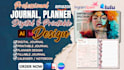 design canva printable journal, digital fillable journal planner, canva workbook