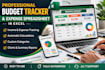 design an automated excel budget spreadsheet and expense tracker