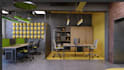 redesign office interior realistic 3d rendering,2d  plan, house,commercial space