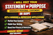 edit your statement of purpose, graduate personal statement, or sop