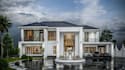 remodel modern villa,construct driveway, exterior elevation cgi,facade,farmhouse