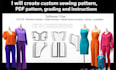 create custom sewing pattern, PDF pattern, grading and instructions