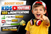 organic kids youtube video promotion SEO channel monetization educational video