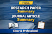research and summarize academic papers and journal articles