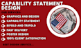 design a business capability statement, bifold, trifold, flyer