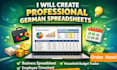 create german business spreadsheet, household spreadsheet, employee timesheet