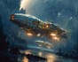 illustrate a spaceships and sci fi vehicles