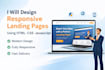 create a responsive landing page using HTML, CSS and javascript