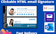 design a responsive HTML email signature design for all