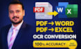 convert scanned PDF to word or PDF to excel using ocr