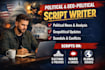 write political and geopolitical scripts for your youtube channel