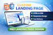 design a clean and responsive HTML CSS landing page