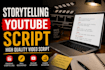 write storytelling youtube script and high quality video script