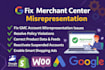 fix google merchant center misrepresentation suspensions