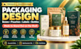 design product packaging, label, pouch and box with 3d mockup