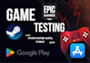 test your game on steam, play store, app store etc