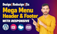 fix or design wordpress header footer for elementor website