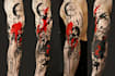 do premium trash polka design , sleeve tattoo