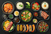 food illustration, cartoon, food vector, menu design, vector