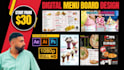 design restaurant menu board, static or animated TV menu
