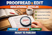 write proofreading and editing educational articles
