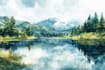 draw a watercolor landscape illustration