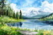 illustrate a watercolor landscape illustration