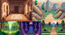 design retro 8bit, 16bit pixel art landscape backgrounds in game boy style