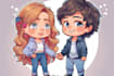 draw cute couple chibi illustration