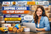 setup fedex shipping, usps, dhl shopify squarespace shipping carrier, method