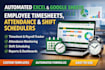 create automated excel google sheets employee timesheets, attendance shift