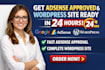 google adsense approval and build wordpress site ready in 24hours
