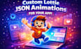 design mascot character animation lottie json animation for website app UI