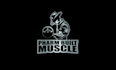 create a badass ripped logo with out dude curling weights