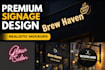 design premium 3d signage and storefront signboard mockups