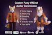 do quality 3d furry vtuber model with full body tracking, anime vrchat avatar